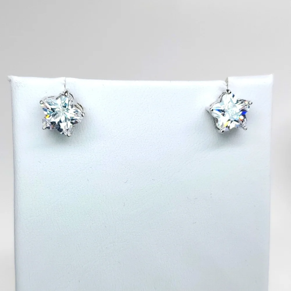AAA Flower Cut Premium Cubic Zirconia Stud Earrings in Sterling Silver